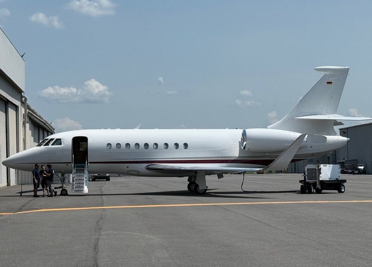 Aircraft Delivery Dassault Falcon 2000LXS on a tarmac
